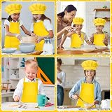 Bouiexye Kids Apron and Chef Hat Set Adjustable with 2 Pockets Yellow view 5