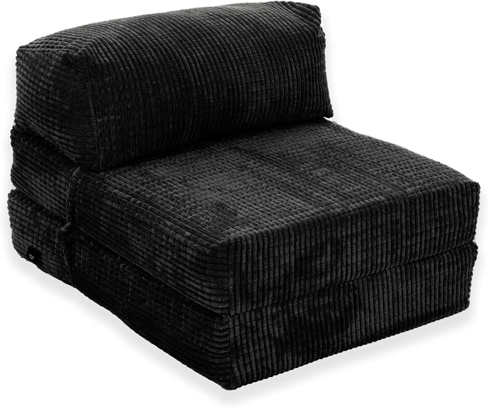 Gilda Jazz Chair Bed Fold Out Futon Single Mattress Corduroy Black
