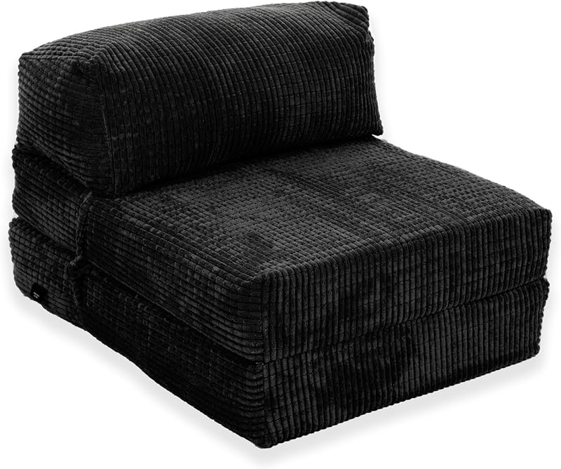 Gilda Jazz Chair Bed Fold Out Futon Single Mattress Corduroy Black