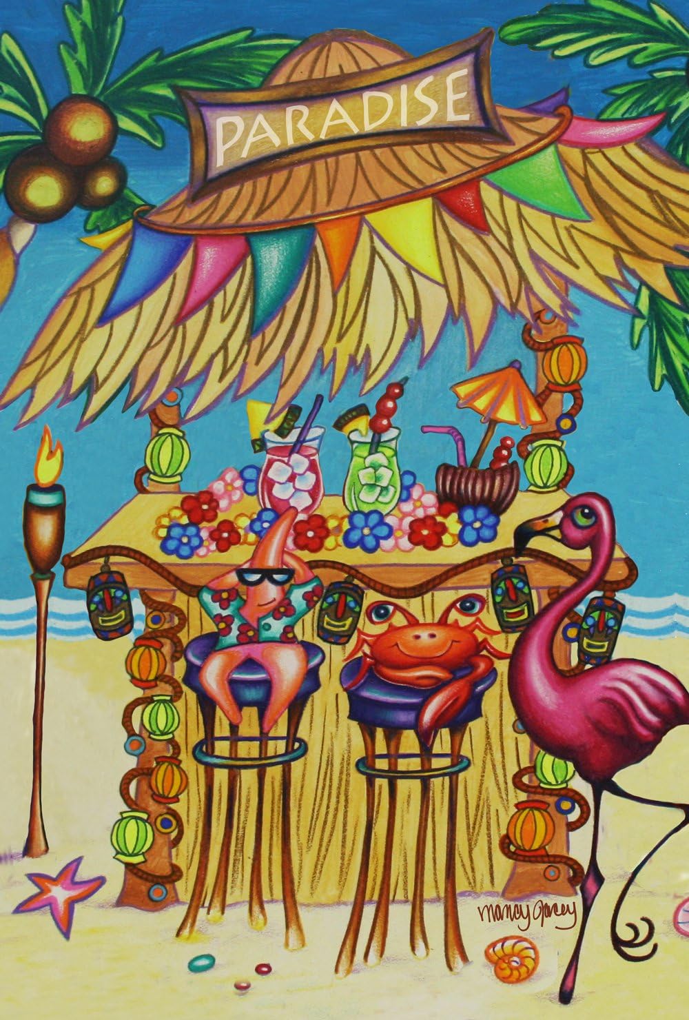 Toland Home Garden Tiki Beach Bar Decorative USA-Produced Garden Flag, 12.5 by 18"