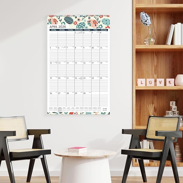 SUNEE 2026 WALL CALENDAR EXTRA LARGE 17″X27″, 21 MONTH CALENDAR (ENDS JUNE 2027), VERTICAL LARGE MONTHLY CALENDAR 2026-2027 FOR WALL, SEASONS COLOR