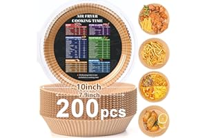 200PCS 7.9-inch Air Fryer Liners: Round Non-Stick Airfryer Disposable Paper Liners - Food Grade Parchment Paper for 5-8QT Air