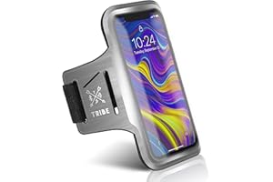 TRIBE Running Phone Holder Armband. iPhone & Galaxy Cell Phone Sports Arm Bands for Women, Men, Runners, Jogging, Walking, Exercise & Gym Workout. Fits All Smartphones. Adjustable Strap, CC/Key Pocket