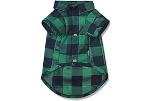 Ctilfelix Dog Shirt Plaid Puppy Clothes for Small Medium Large Dogs Cats Boy Girl Kitten Soft Pet T-Shirt Breathable Tee Outfit Adorable Grid Apparel Halloween Thanksgiving [Green#1; M]