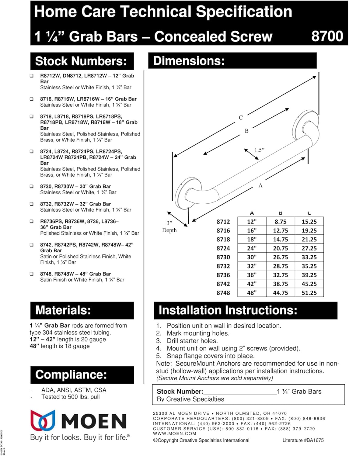 Moen R8732P Home Care Bathroom Safety 32-Inch Grab Bar with Concealed Screws, Peened: Home Improvement