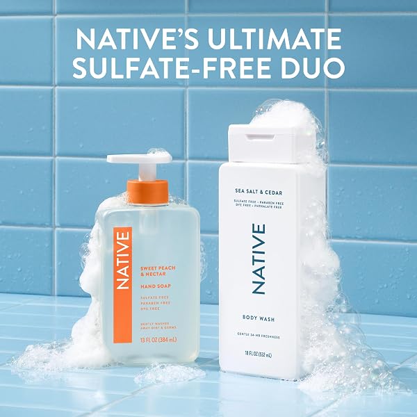 NATIVE BODY WASH FOR WOMEN & MEN, SEA SALT & CEDAR, 36 OZ PUMP BOTTLE, SULFATE-FREE & GENTLE
