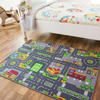 The Rug House Grey Roads Car Activity Play Mat 80cm x 120cm