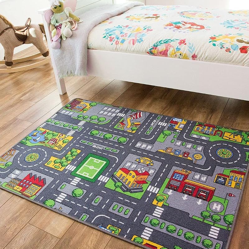 The Rug House Grey Roads Car Activity Play Mat 80cm x 120cm