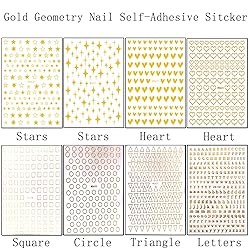 Gold Geometry Nail Art Stickers, Love Heart Letters