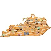 Totally Bamboo Kentucky State Shaped Cutting Board and Charcuterie Serving Platter with Artwork by Fish Kiss, Includes Hang Tie for Wall Display
