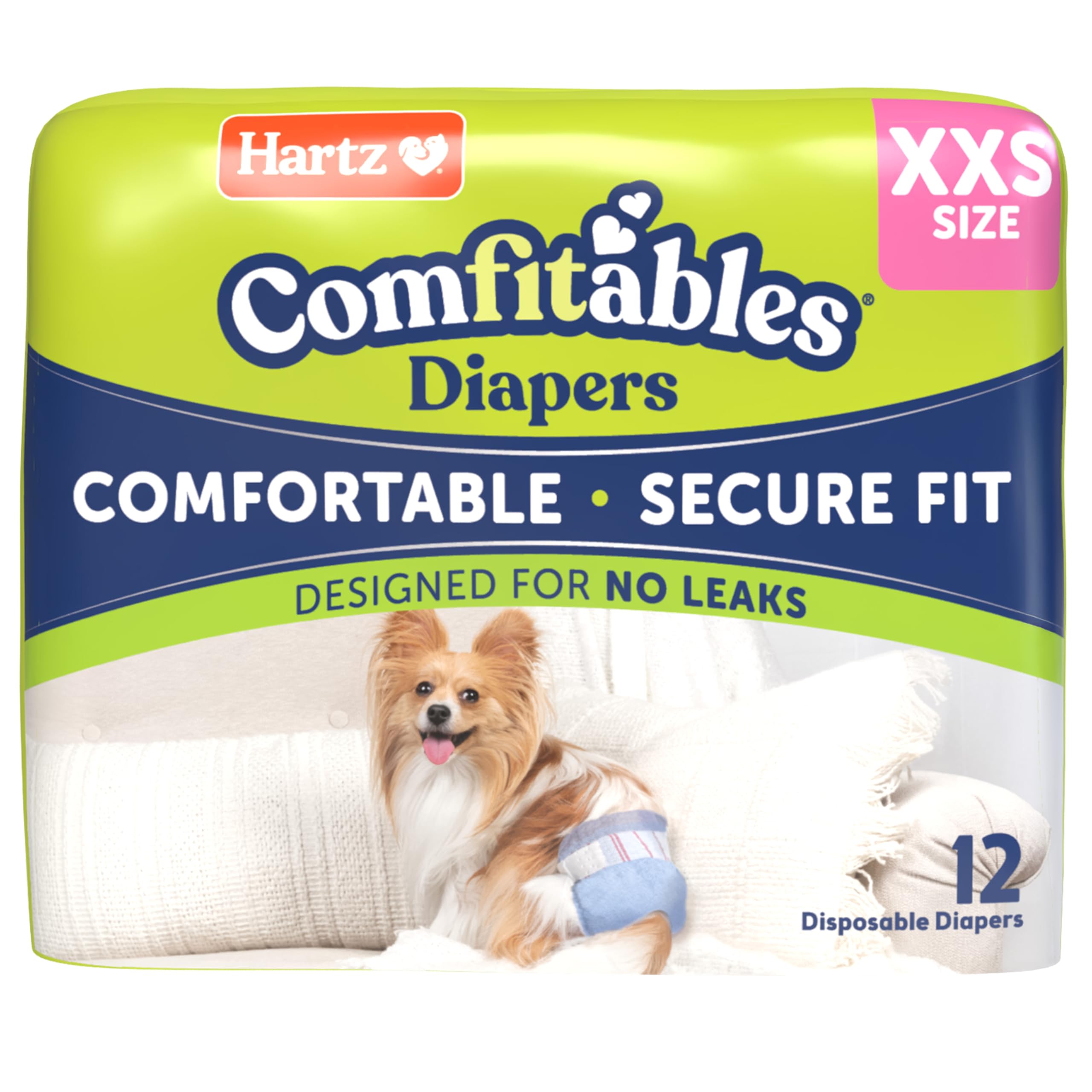 Photo 1 of New! Hartz® Comfitables® Disposable Dog Diapers, Size XXS 12 Count, Comfortable & Secure Fit, Easy to Put On, Super Absorbent Male and Female Diaper