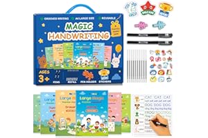 Large Magic Practice Copybook for Kids,Handwriting Grooved Practice Book 6 Pack with Pen Refill English Cursive Calligraphy R