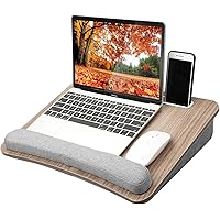 HUANUO Lap Laptop Desk - Portable Lap Desk with Pillow Cushion, Fits up to 15.6 inch Laptop, with Anti-Slip Strip & Storage F