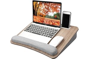 HUANUO Portable Lap Laptop Desk with Pillow Cushion, Fits up to 15.6 inch Laptop, with Anti-Slip Strip & Storage Function for