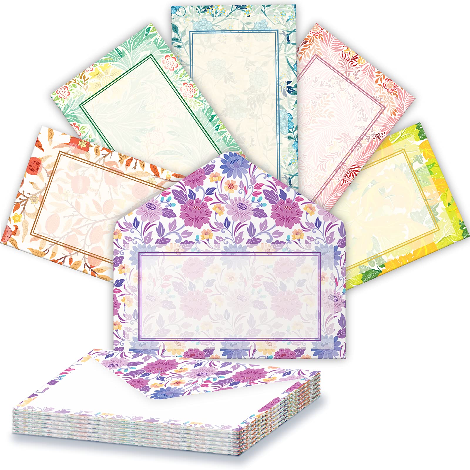 Anzon Mories Vintage Morris Self-Sealing Envelopes 24 PC, 6 Medieval Europe Patterns, Printer Friendly, Both Sides Printed, Suitable for Mailing and Postcards