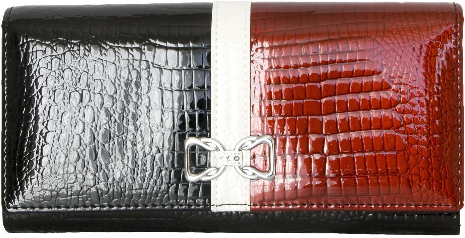 Red-Black-White Foiled Resistant Genuine Leather Wallet