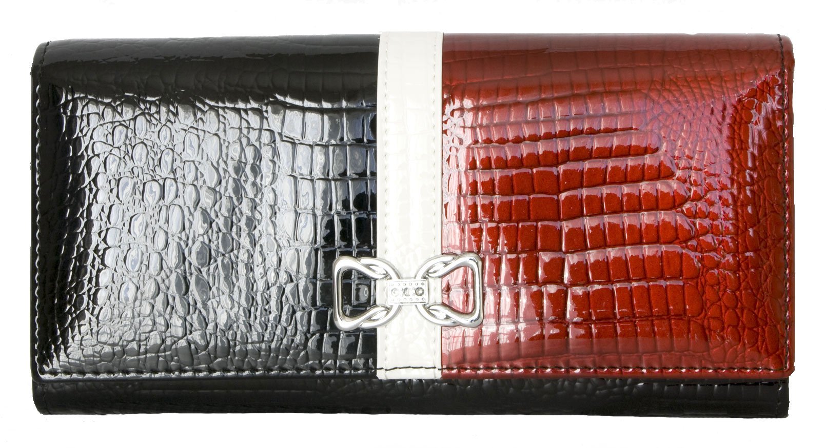 Red-Black-White Foiled Resistant Genuine Leather Wallet