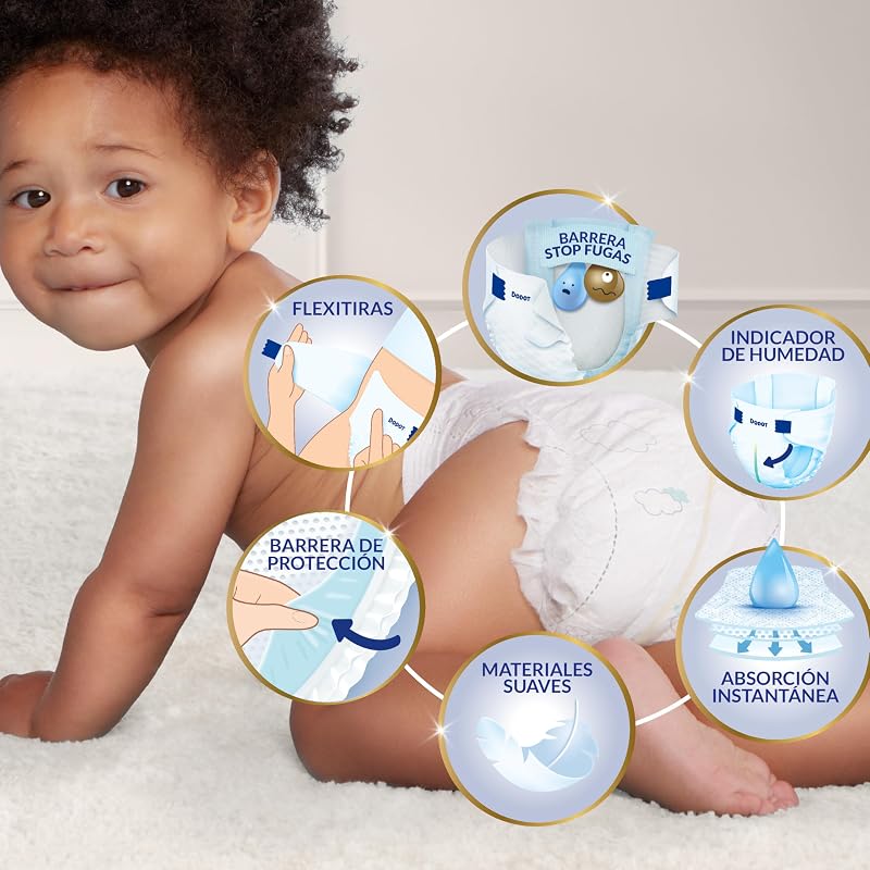 Pannolini per bambini sensitivi, taglia 4 (9-14 kg), 172 pannolini + 4 pants in regalo, fino a 12 ore di protezione anti-perdite e cura della pelle, confezione mensile