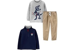 Simple Joys by Carter's boys 3-piece Fleece Jacket, Long-sleeve Shirt, and Woven Pant Playwear Set