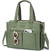 Canvas Tote Bag for Women, 15-Pockets Work Laptop Tote Purse Large Crossbody Nurse Teacher Bible Bag for School Travel Daily | with Strap & Zipper, Multi Compartment, Stand Upright Stably, College Shoulder Bag, Clinical Nursing Bag, Ideal Gift for Women