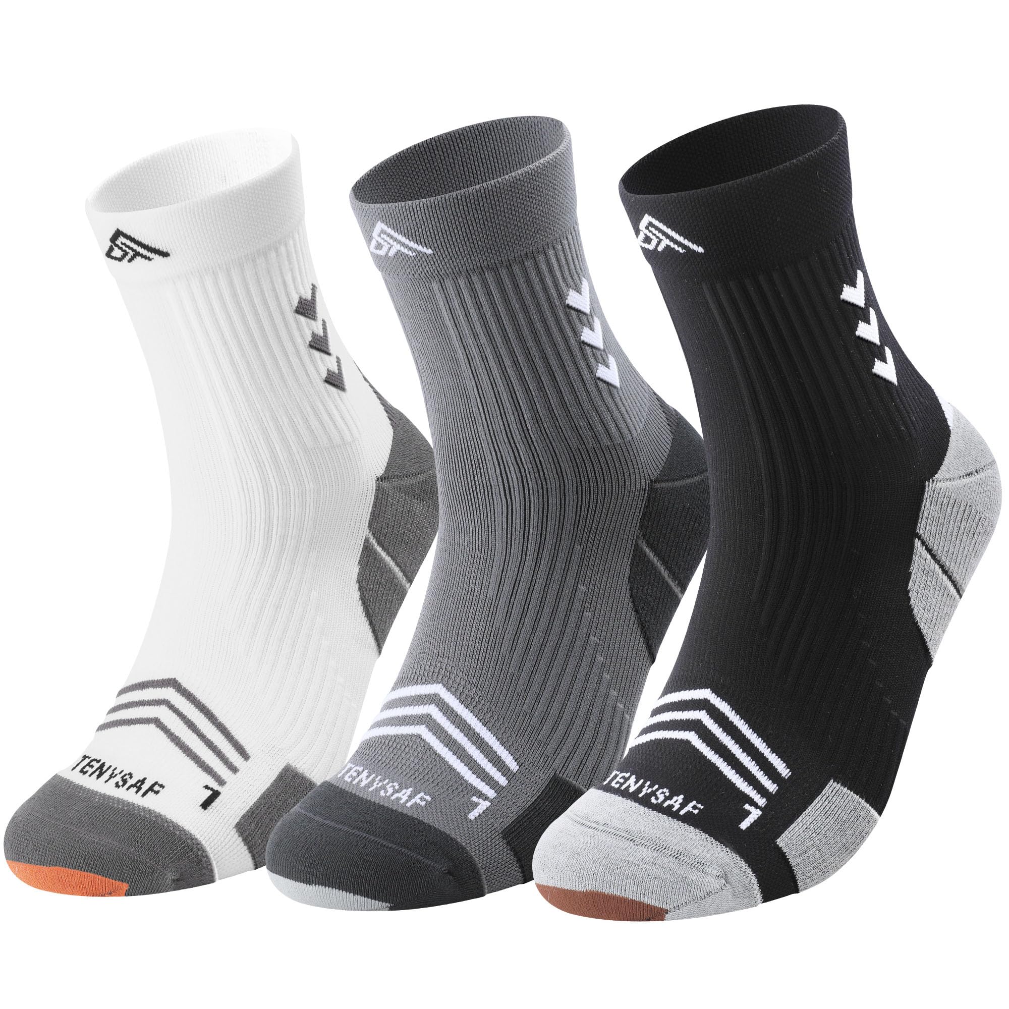 Photo 1 of TENYSAF Compression Sport Running Socks: Athletic Socks for Men Women with Cushion,3 Pairs Work Hiking Basketball Ankle Socks