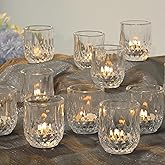 12 Pcs Votive Candle Holders, Glass Tea Lights Candle Holder in Bulk for Table Centerpiece, Tealight Candle Holders,Elevate Valentine’s Day Romance, for Wedding Decor Home Decoration (Clear)