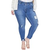Royalty for Me Women's Royalty for Me Women's Plus Size Essential Seamed Waistband Frayed Ankle Jeans