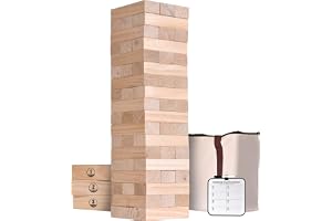 GoSports 5 ft Giant Wooden Toppling Tower - Includes Bonus Rules with Gameboard - Choose Your Style