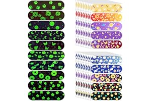 CMINAUS 100 Count Kids Bandages, 10 Styles Glow in The Dark Cartoon Bandages, Adhesive Bandages Variety Pack, Waterproof Bandages with Assorted Shapes and Cute Patterns for Kids Boy Girl Students