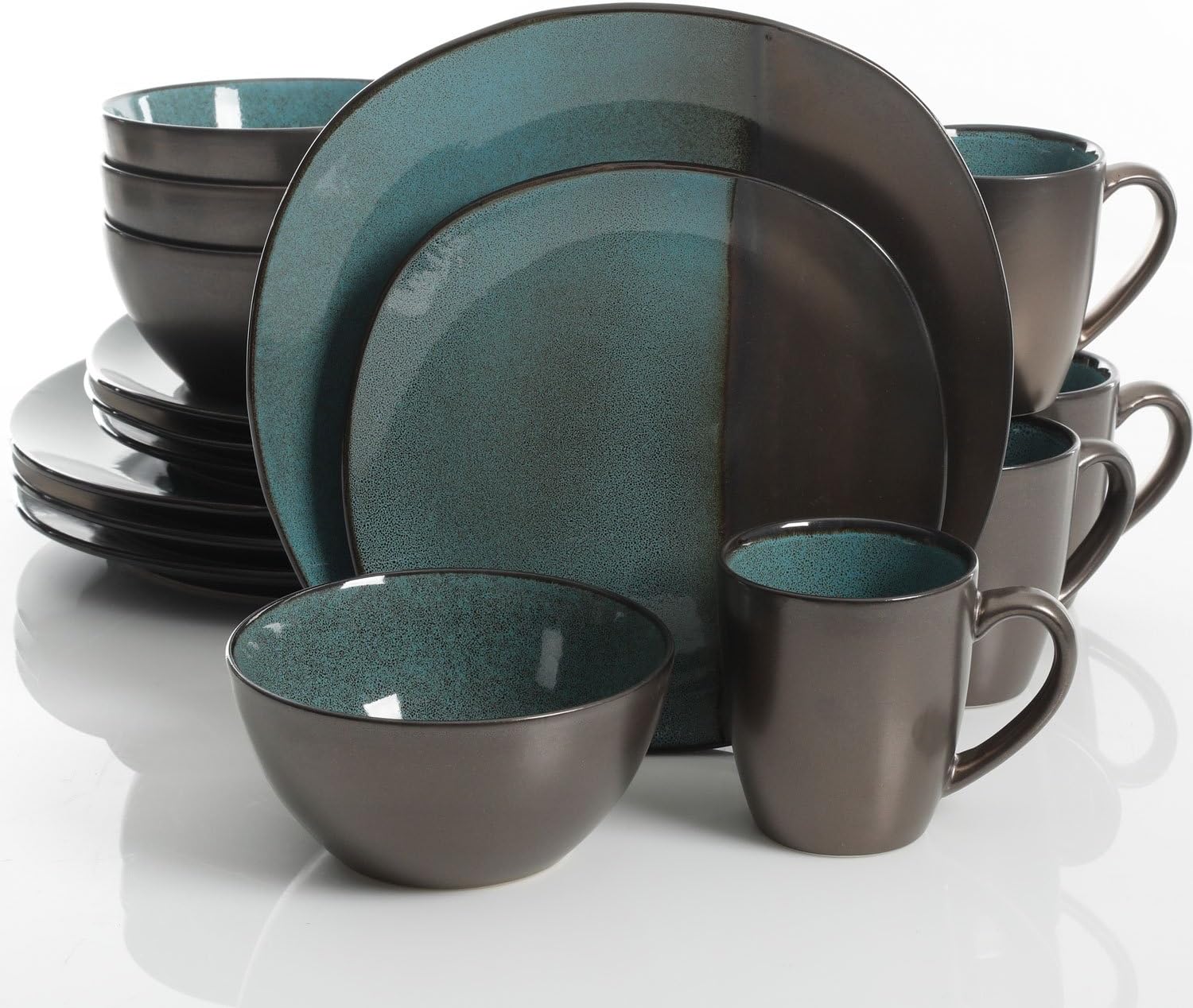 Gibson Elite Volterra 16 Piece Dinnerware Set, Teal