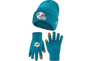 Ultra Game Adults NFL Official Super Soft Heritage Logo Winter Beanie Knit Hat with Extra Warm Touch Screen Gloves