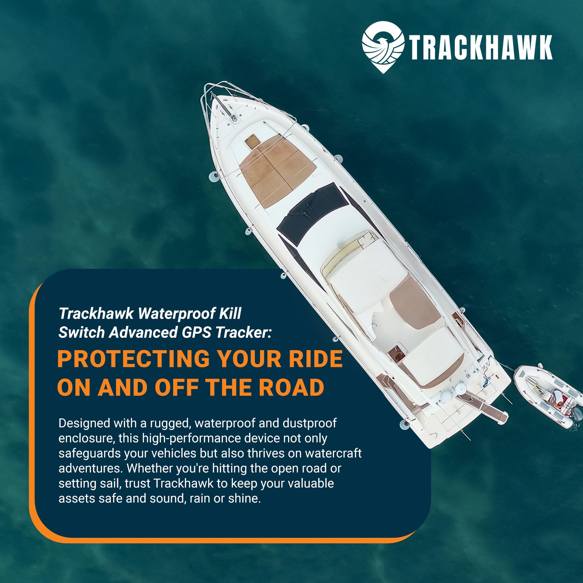 Trackhawk GPS Tracker - Real-Time Vehicle, Motorcycle, Boat, and Equipment Tracking, Live Location Updates, Speed Monitoring, Theft Prevention, Waterproof, Subscription Required - TH75