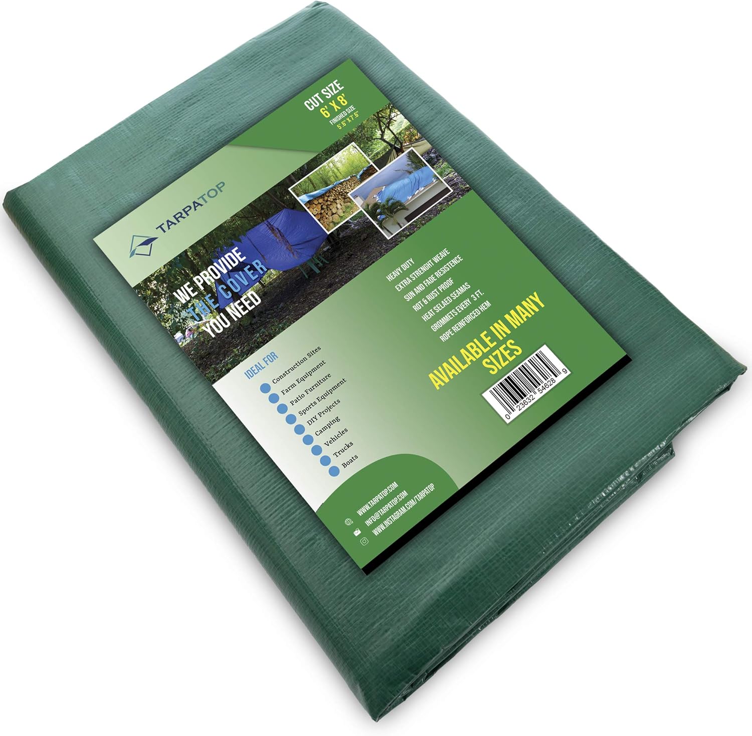 Waterproof HeavyDuty Tarp 6X8 MultiPurpose Poly Tarpaulin with Aluminum Grommets Rot Rust and