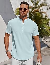COOFANDY Men's Button Up Henley Short Sleeve Casual