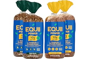 EQUII Power Protein Bread Bundle - Classic Wheat & Multi Grain - Vegan - 10g Protein per Slice - Low Sugar - Low Carbs - 9 Essential Amino Acids - Helps Build Muscle - 4 Loaves - 27.7oz (784g)