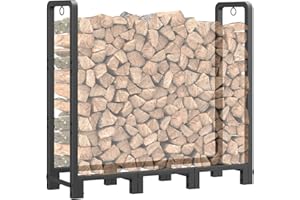 Mr IRONSTONE 4ft Firewood Rack Outdoor Indoor, Upgraded Heavy Duty Adjustable Fire Wood Rack Holds Up to 2600lbs, Fireplace Log Holder Wood Storage for Porch Patio, Easy Assembly