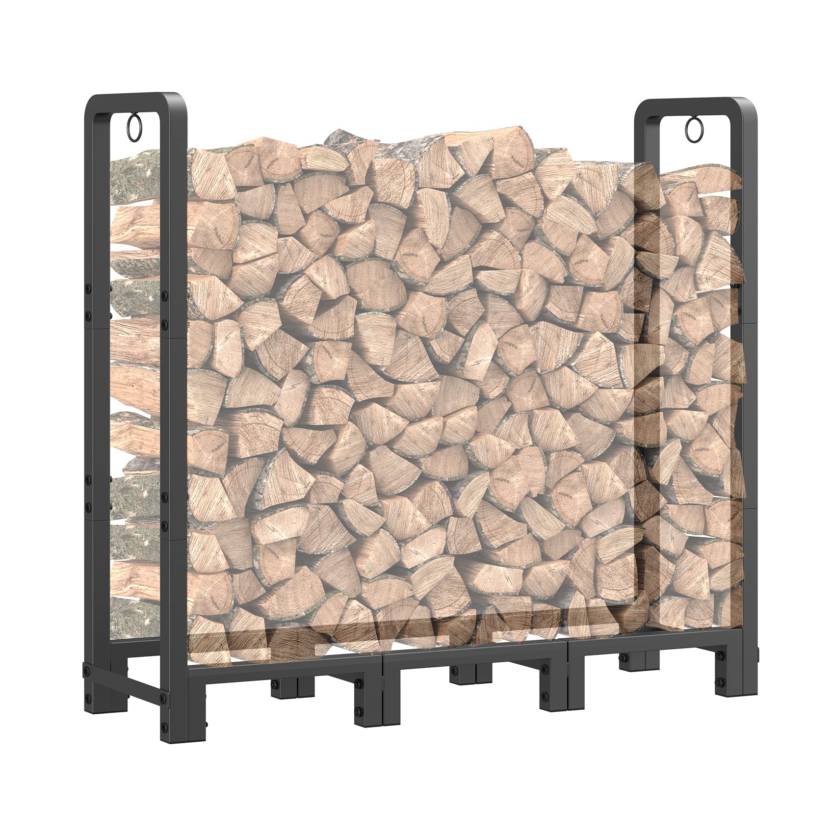Photo 1 of Mr IRONSTONE 4ft Firewood Rack Outdoor Indoor, Upgraded Heavy Duty Adjustable Fire Wood Rack Holds Up to 2600lbs, Fireplace Log Holder Wood Storage for Porch Patio, Easy Assembly