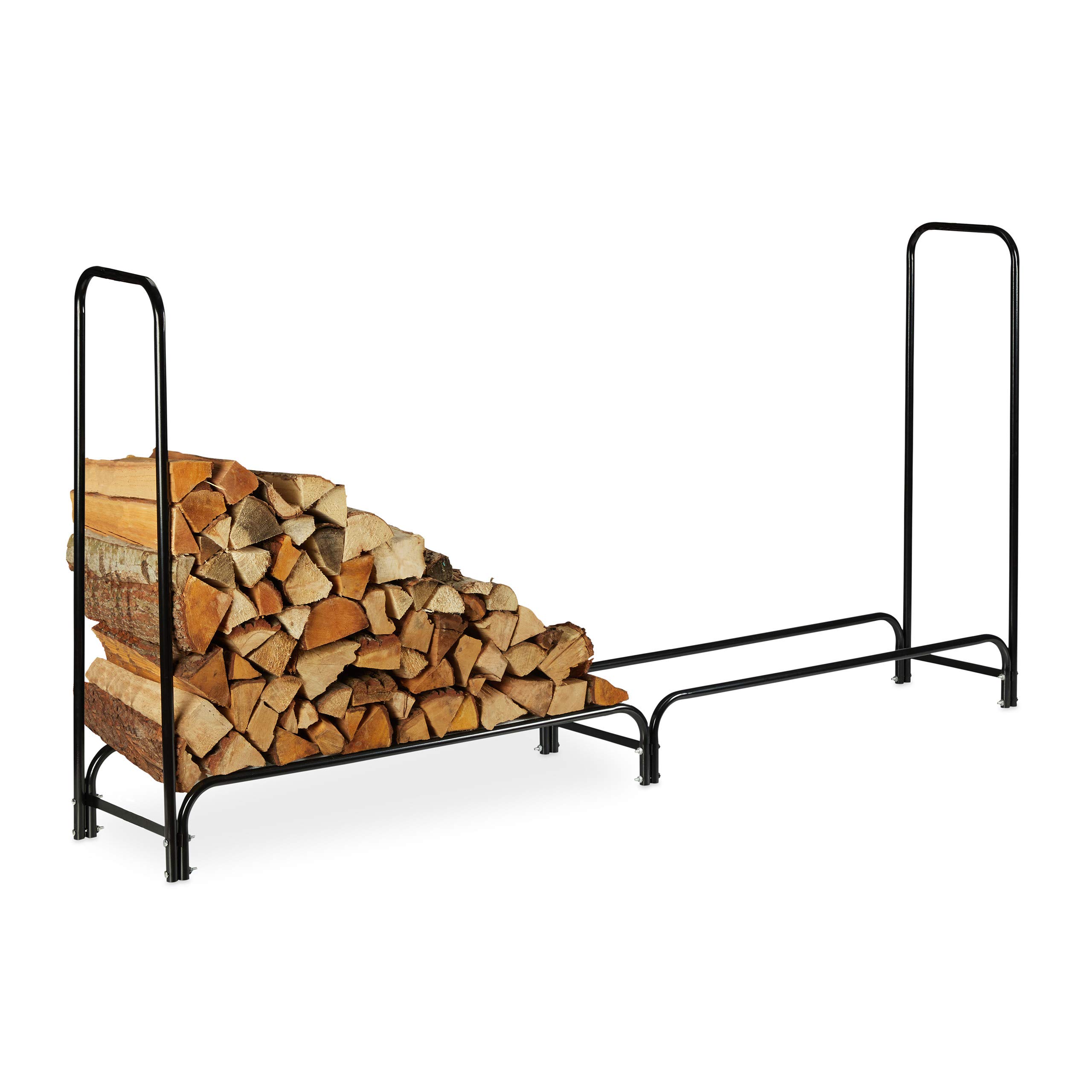 Relaxdays Firewood Rack, Extra Wide, Metal Wood Rack, HWD 122 x 245 x 40cm, Black