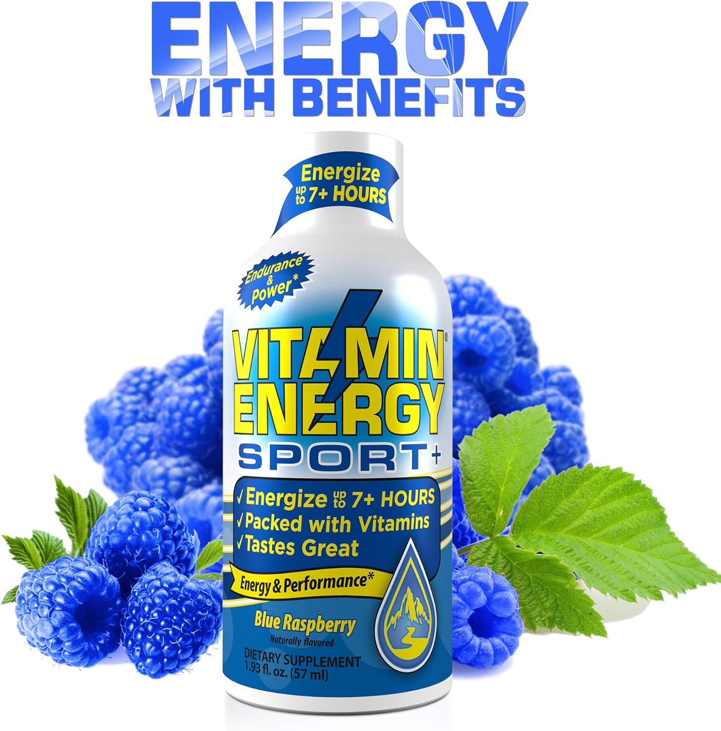 (48 Pack) VitaminEnergy™ Sport+ Energy Shots, Lasts up to 7+ Hours, Blue Raspberry Energy Drink With Electrolytes, Vitamin Supplements, Natural Caffeine, and Energy Boosting Keto Drink, 1.93 fl oz Ea.: Health & Personal Care