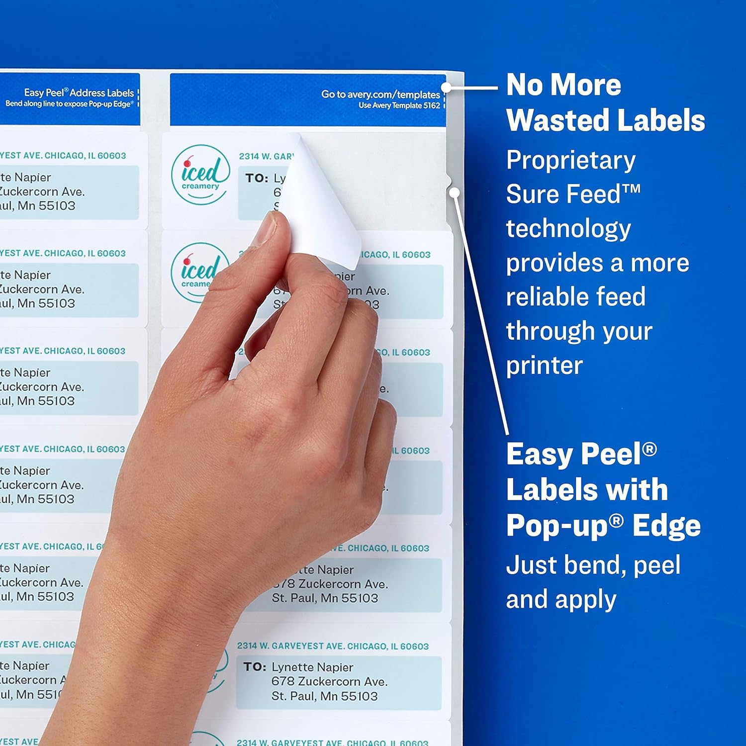 Avery 18160 Easy Peel Address Labels, 1 x 2-5/8, White, 300 Labels/Pack : Office Products
