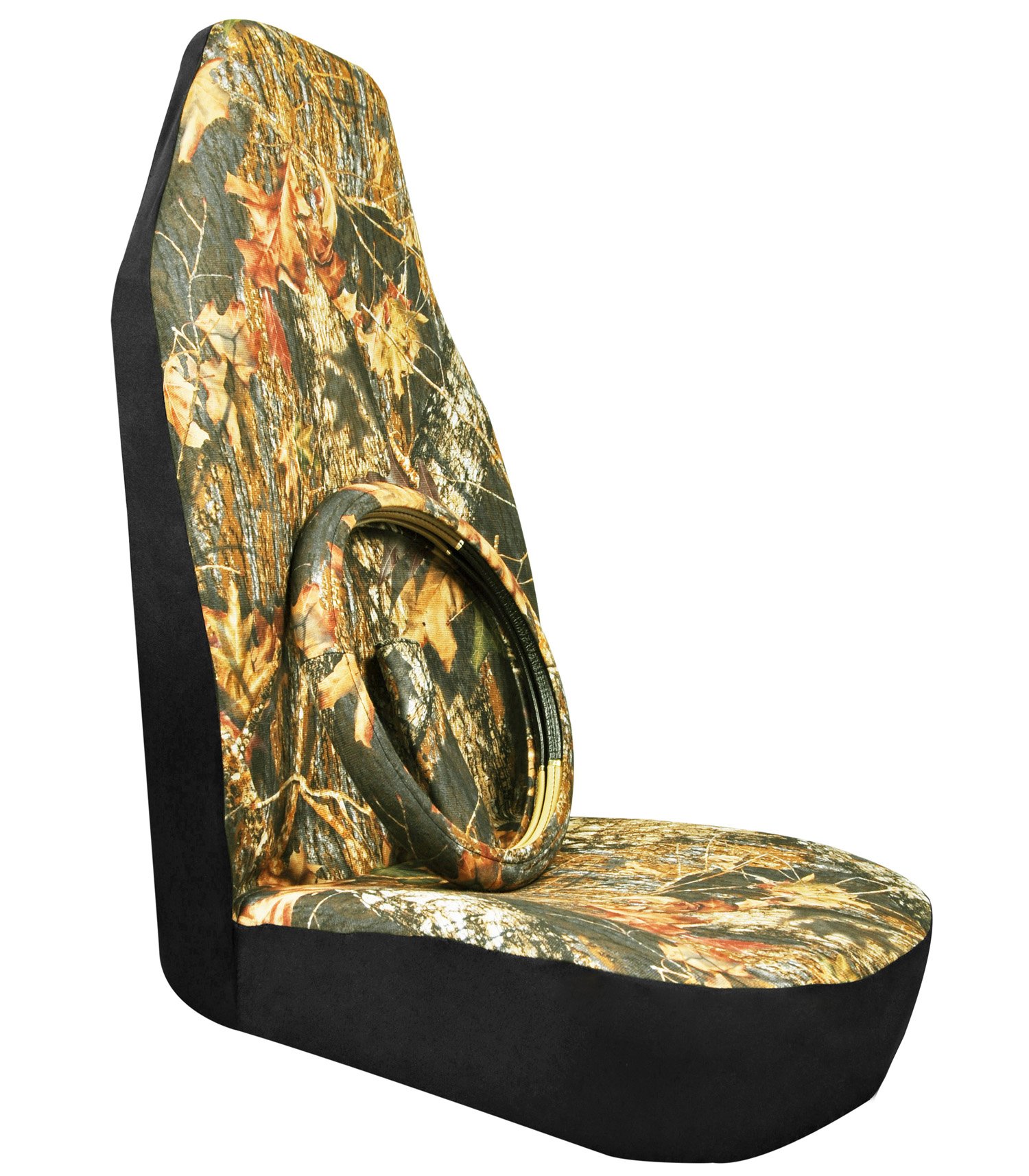 Bucket Seat Cover Car Front Seat Cover Universal Cloth Tree Camouflage Seat Belt Cover and Steering Wheel Cover Fit for Truck SUV Van Vehicles (yellow-1)