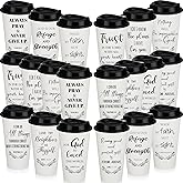 Skylety 60 Pack Christian Gifts for Men Women 16oz Reusable Bible Verse Tumbler Bulk Plastic Coffee Cups with Lids Inspirational Religious Church Gifts for Valentine Easter Birthday (White)