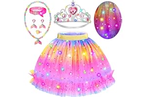Cocojeci Princess Dress Up for Girls 4-6, Light Up Mermaid Princess Dress Up Toys for Toddler Girls, Birthday Christmas Gifts for 3-6 Years Old