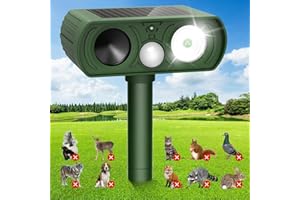 CKCOEO Solar Ultrasonic Animal Repellent, Deer Repellent Devices Waterproof, Cat Repellent Outdoor with Motion Detection Squirrel Skunk Rabbit Dog Raccoon Bird Deterrents Animal Repeller for Yard, 1 Pack