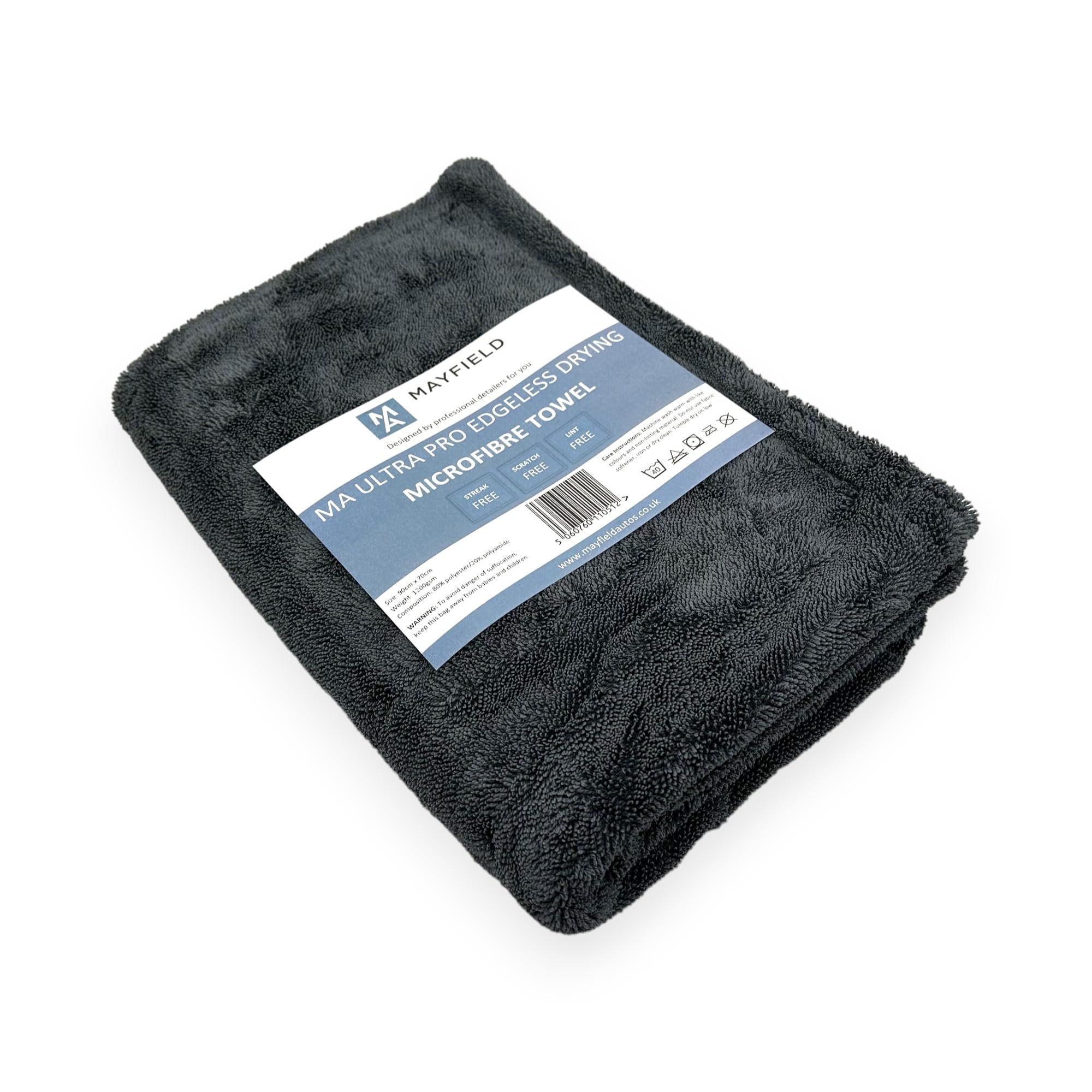 Mayfield Car Edgeless Drying Towel – 1200gsm, 90cm x 70cm, Twisted Loop Microfibre