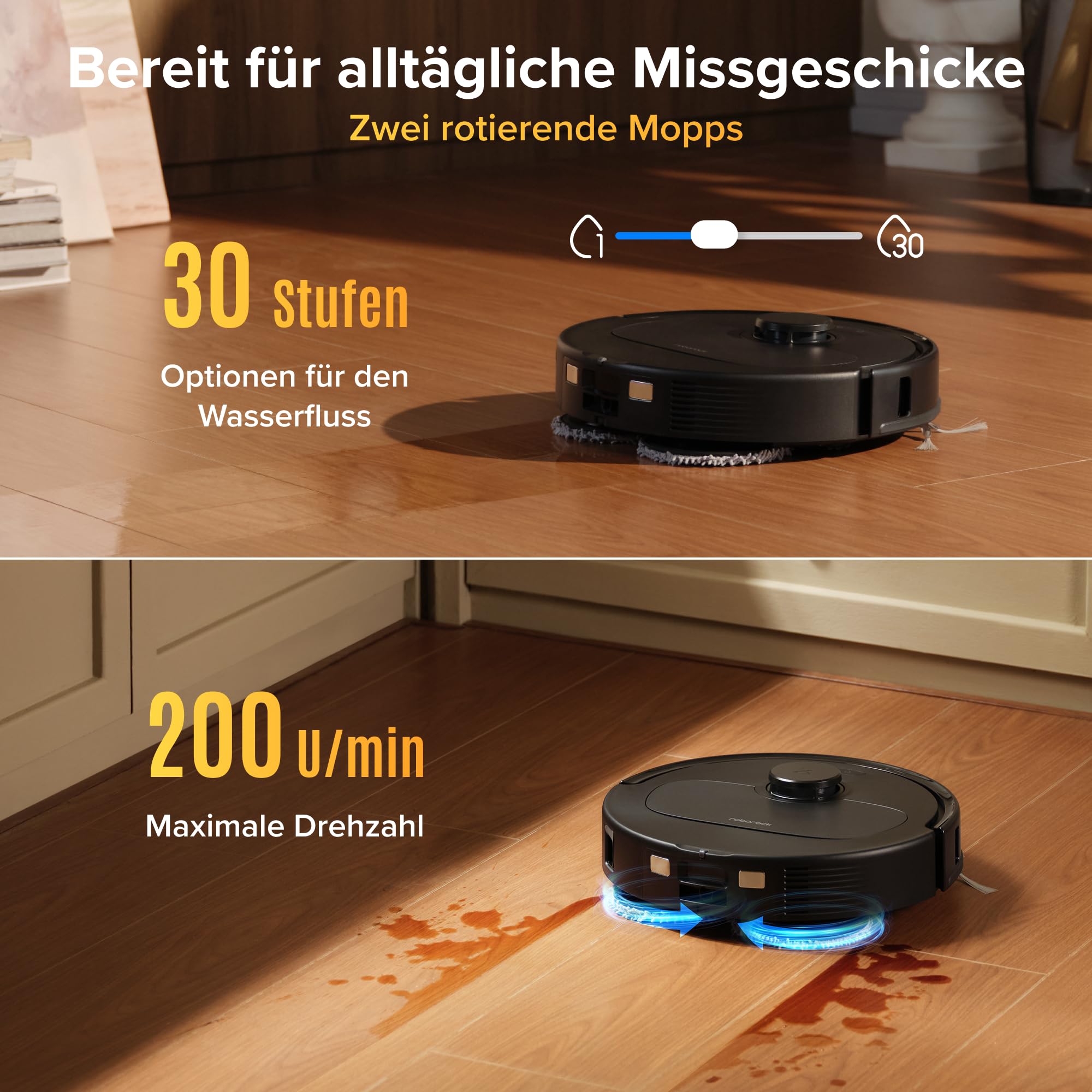 roborock Qrevo S Pro Set Saugroboter mit Wischfunktion, verbessert von QV 35A, 18.500 Pa Saugkraft, 75 °C Heißwasser-Moppreinigung, Anti-Tangle System, Hindernisvermeidung, All-in-One Dock (Schwarz) 5