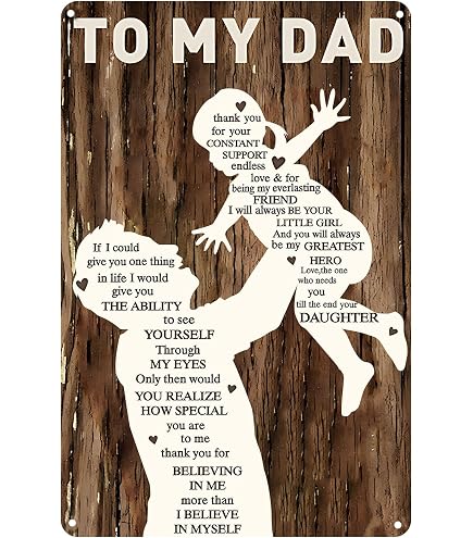 To My Dad Metal Sign - 8x12 Inch Father's Day Plaque, Funny Gift From Daughter, Wall Art For Garage, Bar, Office