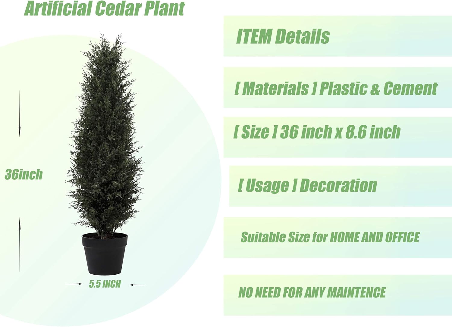Artificial Cedar Tree, Boxwood Topiary Tree with Plastic Pot, Cypress Topiary Trees Artificial, Faux Palm Tree for Outdoor and Indoor Decoration, Ficus Tree, 36inch -