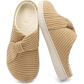 LeIsfIt Slippers for Women Wide Memory Foam House Slippers Corduroy Slip on Bedroom Slipper Non-slip Warm House Shoes Indoor and Outdoor