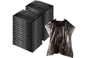 WILLBOND 100 Disposable Salon Cape Plastic Barber Cape for Hair Stylist Waterproof Shampoo Apron for Dye Cutting Coloring(51.2 x 36.2 Inch,Black)